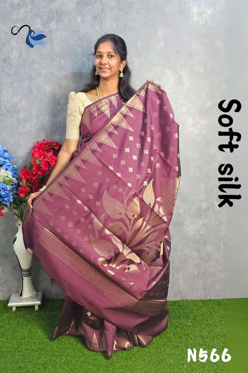 Indulge in the timeless beauty of a Banarasi soft silk saree.